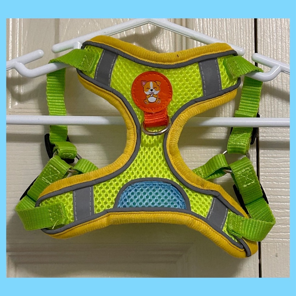 Bright Yellow Pet Harness with Cartoon Patch